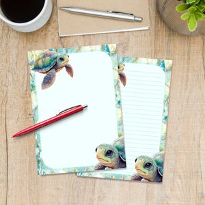 Papier à lettres A5 tortue de mer, fournitures pour correspondants, feuilles de papeterie avec ou sans lignes, joli papier à lettres avec ou sans lignes