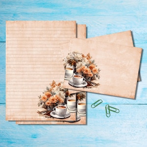Set di cancelleria Morning Coffee, carta da lettere A5 con buste abbinate, articoli per amici di penna, kit per posta ordinaria, fogli a righe/non a righe