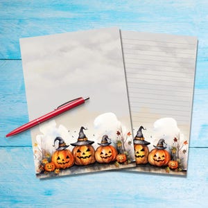 Papel para escribir cartas tamaño A5 de Pumpkin Row, suministros para amigos por correspondencia, hojas rayadas o sin rayar, lindo papel para notas con o sin líneas