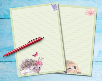 Carta da lettere floreale Hedgehogs A5, forniture per amici di penna, fogli di cancelleria foderati o sfoderati, carta da lettere carina con o senza righe