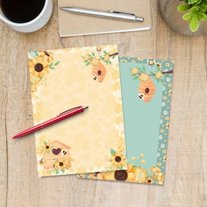 Carta da lettere Flower Bee A5, graziosi articoli floreali per amici di penna, fogli singoli per blocco note di cancelleria, carta da lettere a righe o senza righe