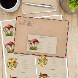 Pilzwiese bitte anliefern als Aufkleber, 10 selbstklebende Etiketten pro Bogen, 99,1 x 57,0 mm rechteckige Aufkleber mit abgerundeten Ecken