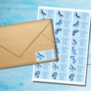 Etichette autoadesive per indirizzo del mittente Midnight Butterflies, 24 etichette per foglio, adesivi rettangolari da 63,5 x 33,9 mm con angoli arrotondati