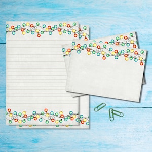 Set di cancelleria per lettere Festive Lights formato A5, graziosi articoli per amici di penna, kit per posta ordinaria, fogli a righe o non a righe con buste abbinate