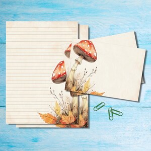 Juego de papelería Toadstool, papel para escribir cartas A5 con sobres a juego, kit de suministros para correo postal, hojas rayadas o sin rayar