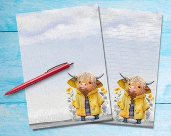 Cloudy Days A5 letter writing paper, Cute spring stationery lined or unlined notepaper sheets, Pen pal supplies, Happy snail mail letter pad