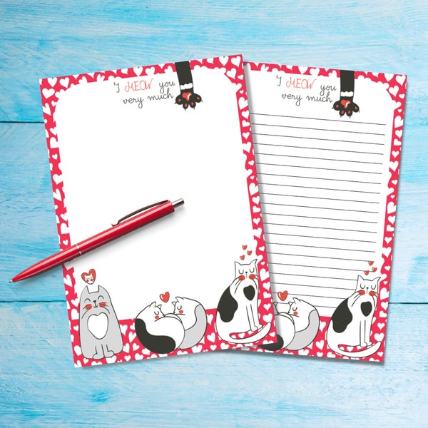 Papier à écrire Meow A5, Fournitures pour correspondants, Feuilles de lettres de papeterie, Papier à notes avec ou sans lignes, Papier à écrire mignon