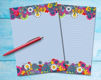 Flower Power A5 letter writing paper, Pen pal supplies, Stationery letter sheets, Notepaper with or without lines, Cute writing paper