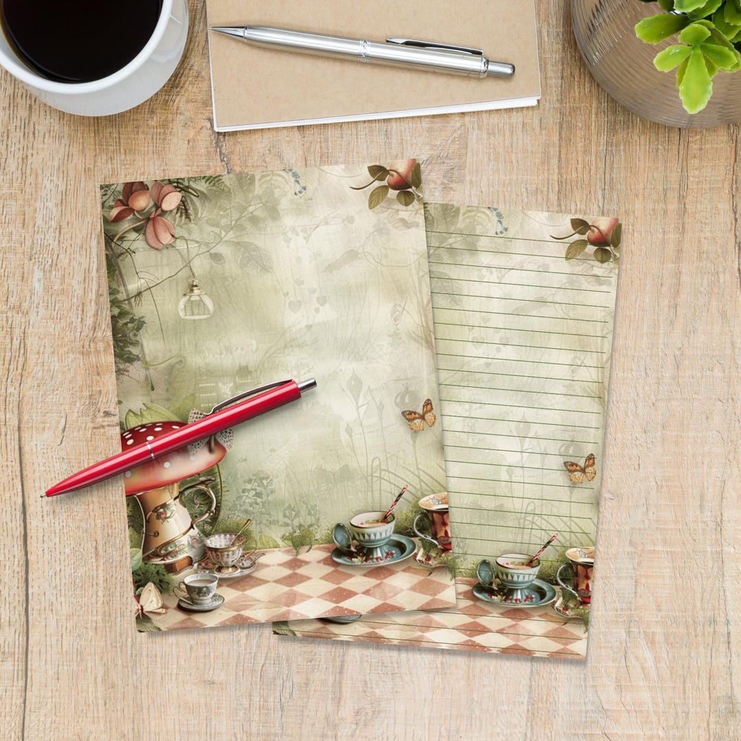 Whimsical Teaparty Writing Paper, Cute A5 Pen Pal Supplies, Single ...