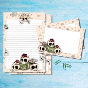 Set di cancelleria per lettere "Skull Holidays" in formato A5, graziosi articoli per amici di penna, kit per posta ordinaria, fogli a righe o non a righe con buste abbinate