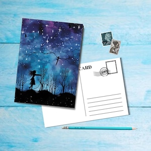 Pixies (no.1), A6 size postcard with rounded corners, beautiful illustrated postcrossing single postcard 14.8 cm x 10.5 cm