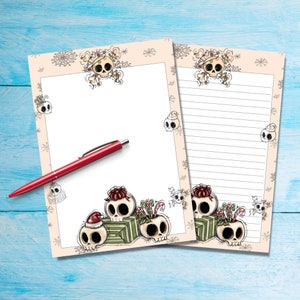 Papel para escrever Skull Holidays A5, suprimentos para amigos por correspondência, papelaria com ou sem pauta, papel de carta fofo com/sem pautas