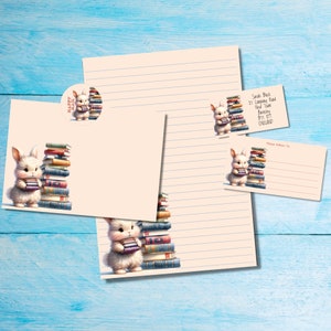 Book Bunny abbinato al kit di lettere per posta ordinaria di penna, carta da lettere A5, buste, etichette per indirizzi, etichetta PDT, adesivi rotondi per posta felice