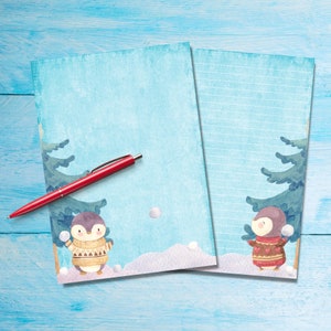 Papel para cartas tamaño A5 de Snowball Fight, suministros para amigos por correspondencia, hojas de cartas rayadas o sin rayar, papel para notas con o sin líneas