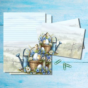 Set di cancelleria Basket of Spring, carta da lettere A5 con buste abbinate, kit di forniture per posta ordinaria Penpal, fogli a righe/non a righe
