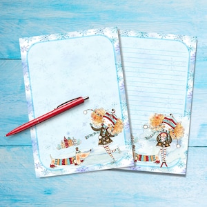 Joli papier à lettres A5 pour l'hiver, Fournitures pour plumes, Papeterie feuilles simples avec ou sans doublure, Joli papier à lettres avec ou sans lignes