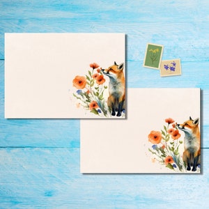Paquete de 5 o 10 sobres Pretty Fox, sobres Happy Mail para cartas a amigos por correspondencia, sobres de tamaño C6 para enviar por correo