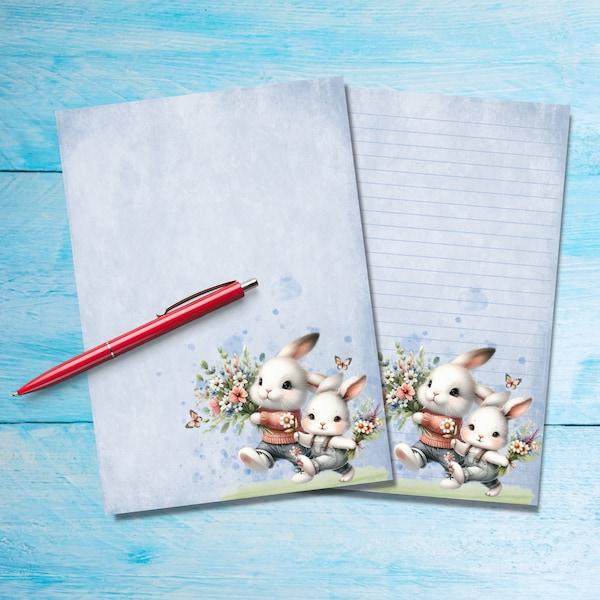 Picking Flowers A5 letter writing paper, Pen pal supplies, Lined or unlined single stationery sheets, Cute notepaper, Penpal supplies