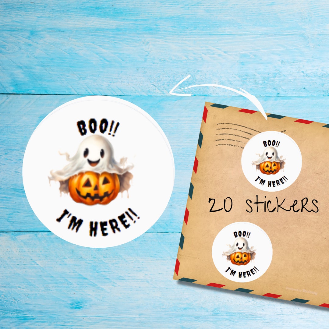 Boo!! Ghost Stickers Pack, Cute Individually Cut Round Matte Happy Mail ...