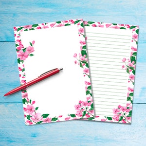 Papel para escribir cartas Cherry Blossom Flowers A5, suministros para amigos por correspondencia, hojas de papelería forradas o sin forrar, lindo papel de notas con o sin líneas