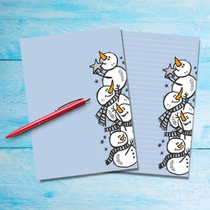 Papel para escribir cartas A5 de muñecos de nieve divertidos, Suministros para amigos por correspondencia, Papelería con líneas o sin líneas, Papel de carta con o sin líneas