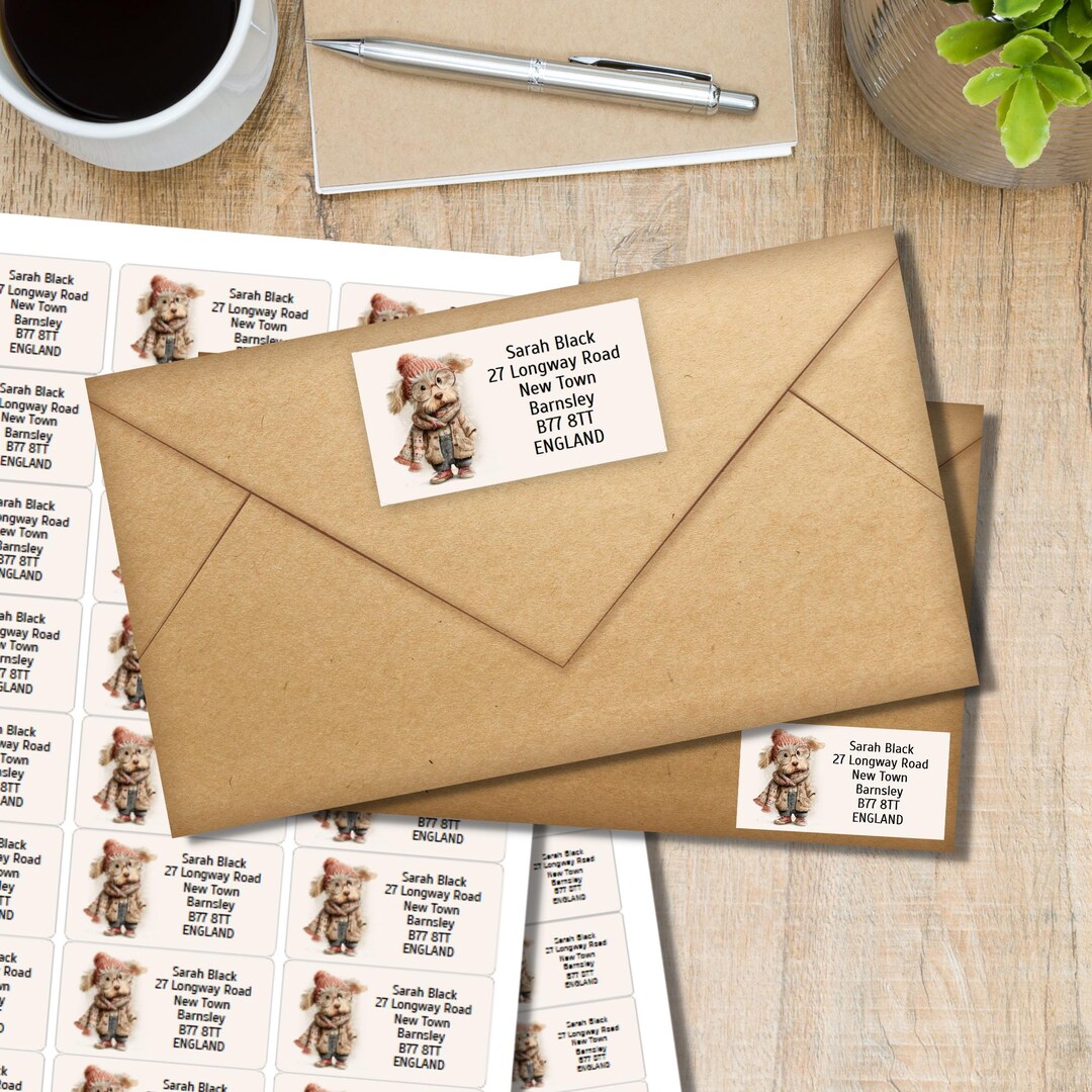 Whimsy Labels Whimsy Dog Return Address Labels, 24 or 40 Self Adhesive Labels per ...