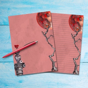 Papel para escribir cartas Blood Moon A5, suministros para amigos por correspondencia, hojas de cartas con o sin líneas de papelería, lindo papel de notas con o sin líneas