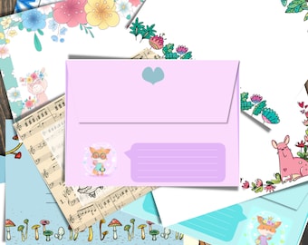 Envelopes grab bag, Pack of 5 or 10 randomly chosen envelopes, Pen pal supplies, Mystery stationery pack