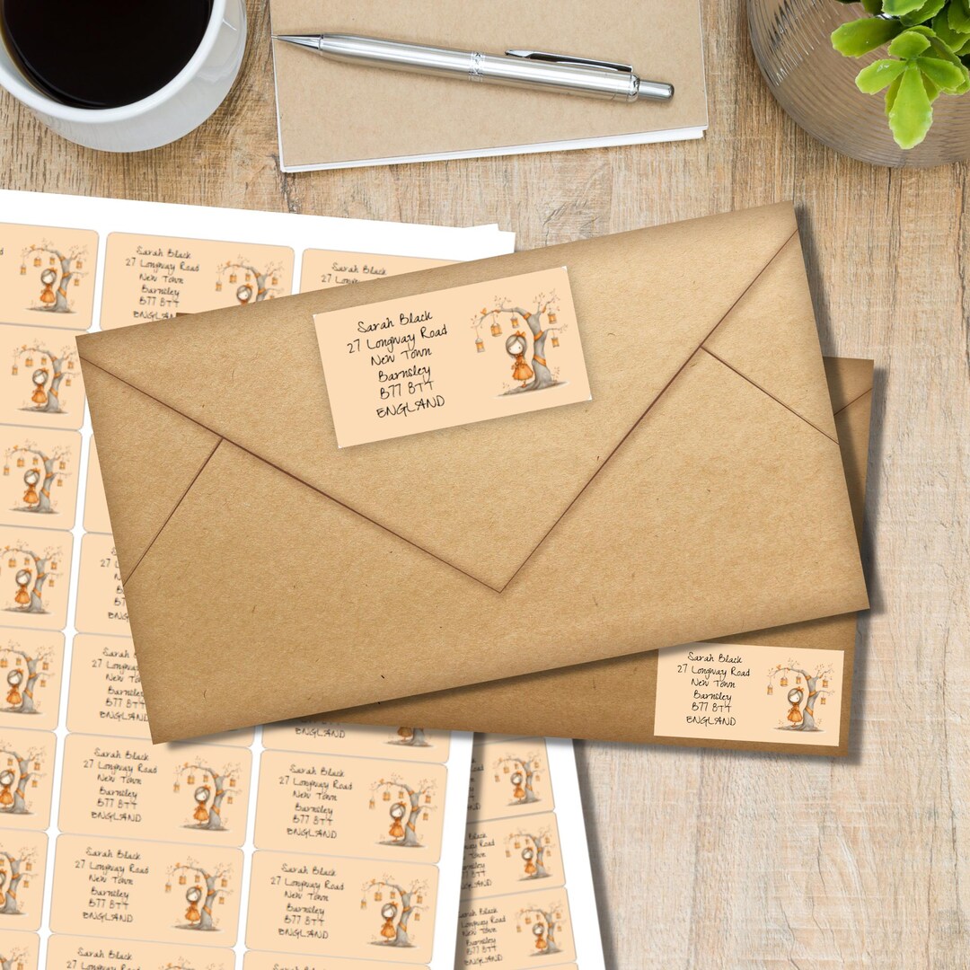 Mail Back Label Lantern Tree Return Address Labels, 24 or 40 Self Adhesive Labels per ...