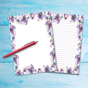Papel para escrever com borda de flores da primavera A5, suprimentos para correspondência, folhas de papelaria pautadas ou sem pauta, papel de carta floral com/sem linhas