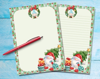 Decorating Gnomes A5 letter writing paper, Pen pal supplies, Stationery lined or unlined letter sheets, Notepaper with or without lines