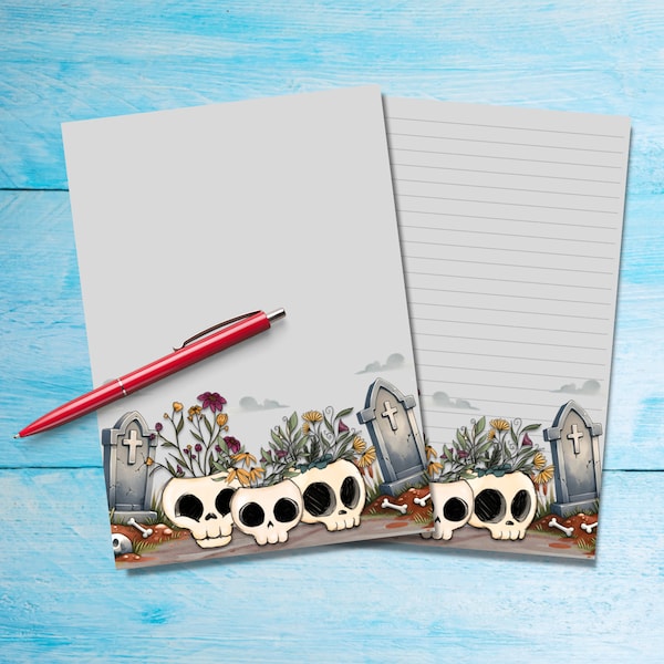 Darkness of Flowers A5 letter writing paper, Pen pal supplies, Stationery lined or unlined letter sheets, Cute notepaper with/ without lines