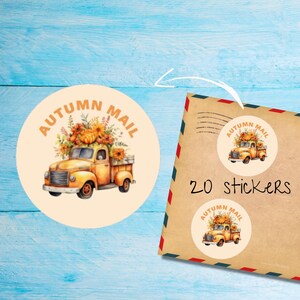 Confezione di adesivi per camion autunnali, etichette rotonde opache per buste tagliate singolarmente, sigilli/adesivi per album/agende, graziosi articoli per amici di penna