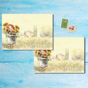 Paquete de sobres de Girasol Girls de 5 o 10, suministros de papelería Pen pal, sobres estampados C6 para cartas,