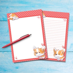 Carta da lettere Little Corgis A5, Forniture per amici di penna, Fogli di lettere foderati o sfoderati di cancelleria, Carta da lettere carina con / senza linee