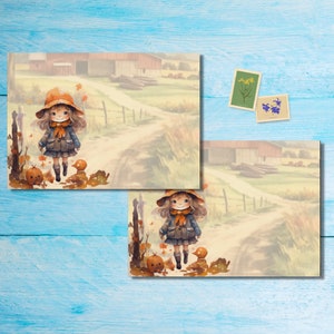 Paquete de sobres Autumn Stroll de 5 o 10, suministros para escribir cartas de amigos por correspondencia, despegar y sellar, sobre c6 de correo feliz decorado