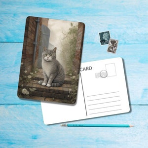 Cats Postcard (no.5), A6 size postcard with rounded corners, beautiful illustrated postcrossing single postcard 14.8 cm x 10.5 cm