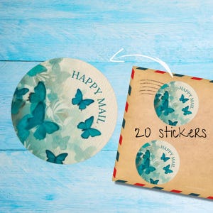 Pack d'autocollants papillons en jade, jolies étiquettes de courrier rondes mates, mignonnes, coupées individuellement, fournitures pour correspondance pour décorer les enveloppes