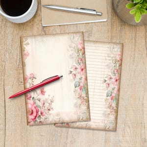 Carta da lettere A5 con fiori vintage, articoli per amici di penna, fogli di carta per appunti a righe o bianchi, carta da lettere carina con o senza righe