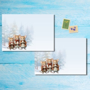 Paquete de 5 o 10 sobres Winter Mice, sobres Happy Mail para cartas a amigos por correspondencia, sobres de tamaño C6 para enviar por correo