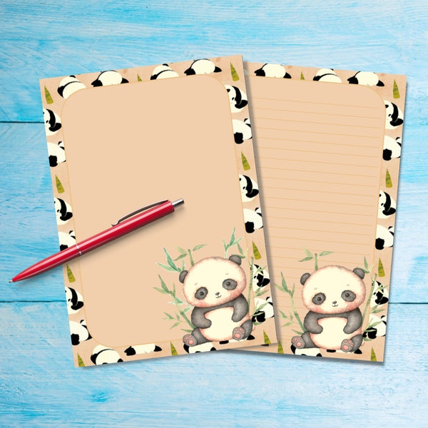 Polly Panda A5 papier à écrire, Fournitures pour correspondants, Feuilles de lettres de papeterie, Papier à notes avec ou sans lignes, Papier à écrire mignon