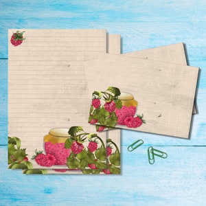 Set di cancelleria per lettere Raspberry Jam A5, graziosi articoli per amici di penna, kit per posta ordinaria, fogli a righe o non a righe con buste abbinate