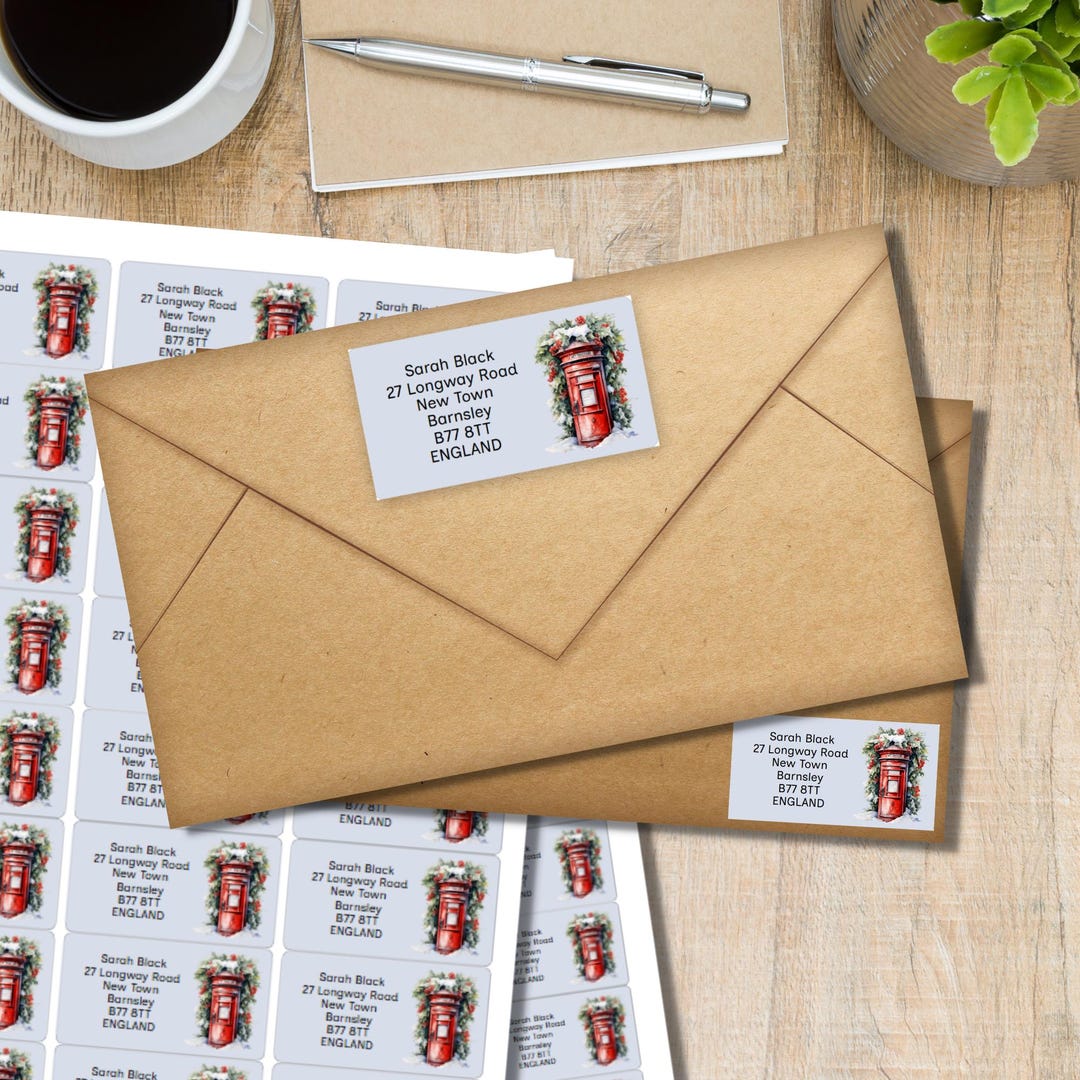Red Usmail Stickers Red Postbox Return Address Labels, 24 or 40 Self Adhesive Labels per ...