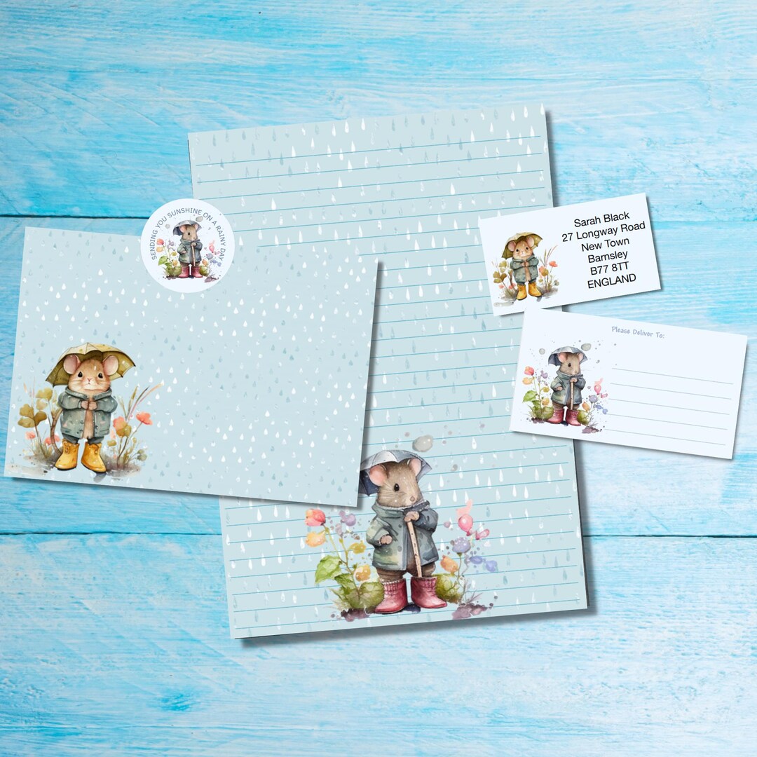 April Showers Matching Pen Pal Letter Writing Kit, A5 Writing Paper ...