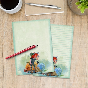 Angry Witch A5 letter writing paper, Pen pal supplies, Stationery lined or unlined note sheets, Cute notepaper with or without lines