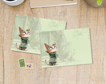 Quirky Kitty envelopes pack of 5 or 10, Happy mail envelopes for pen pals letters, C6 size postable decorated envelopes