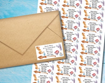 Etiquetas autoadhesivas de dirección de devolución Magic Letter, 24 etiquetas por hoja, pegatinas rectangulares de 63,5 x 33,9 mm con esquinas redondeadas