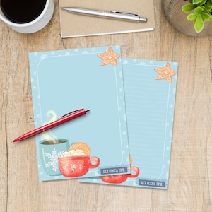 Hot Choc n Biscuits A5 letter writing paper, Cute xmas stationery lined or unlined notepaper sheets, Pen pal supplies, Winter themed
