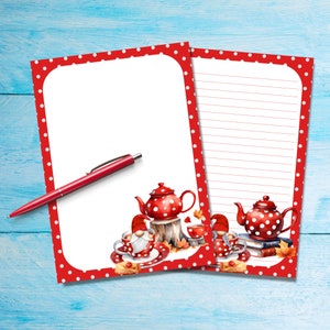 Papel de carta A5 Polka Dot Tea, suprimentos para amigos por correspondência, papelaria com ou sem pauta, papel de carta fofo com/sem pautas