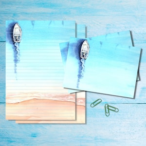 Set di cancelleria Sail Away A5 per scrivere lettere, graziosi articoli per amici di penna, kit per posta ordinaria, fogli a righe o non a righe con buste/adesivi coordinati.